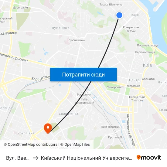 Вул. Введенська to Київський Національний Університет Будівництва І Архітектури map