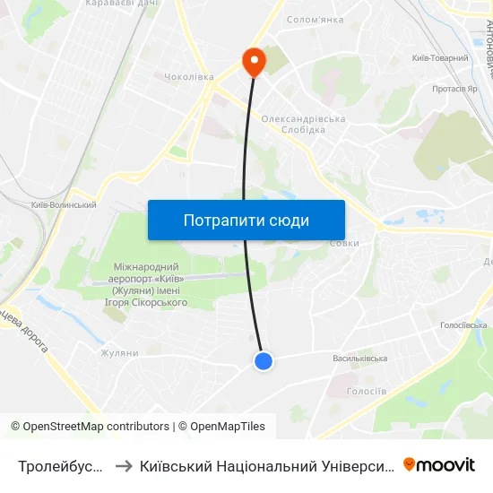 Тролейбусне Депо №1 to Київський Національний Університет Будівництва І Архітектури map