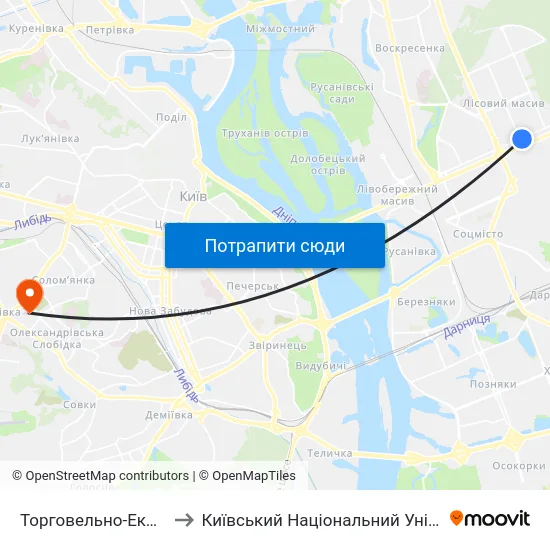Торговельно-Економічний Університет to Київський Національний Університет Будівництва І Архітектури map