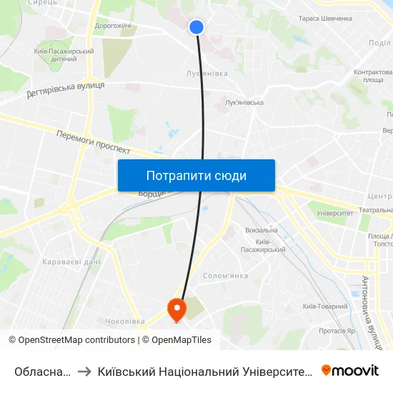 Обласна Лікарня to Київський Національний Університет Будівництва І Архітектури map