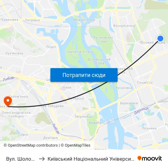 Вул. Шолом-Алейхема to Київський Національний Університет Будівництва І Архітектури map