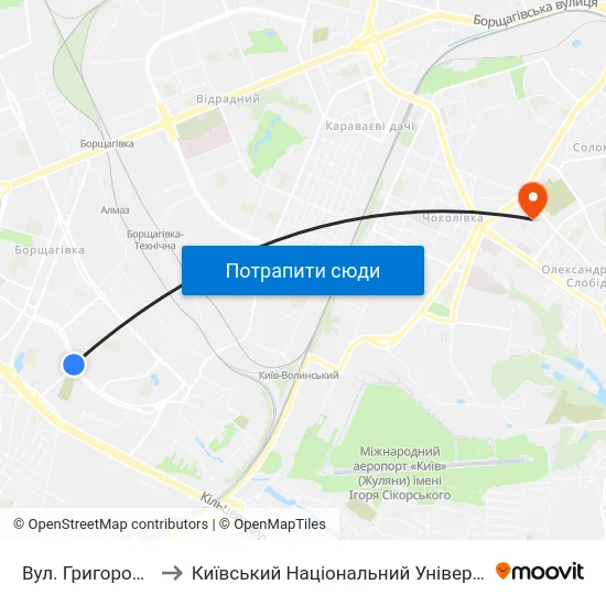 Вул. Григоровича-Барського to Київський Національний Університет Будівництва І Архітектури map