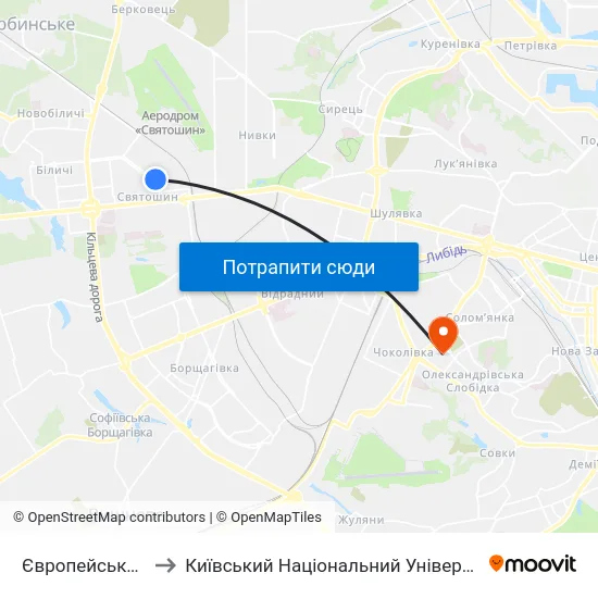 Європейський Університет to Київський Національний Університет Будівництва І Архітектури map