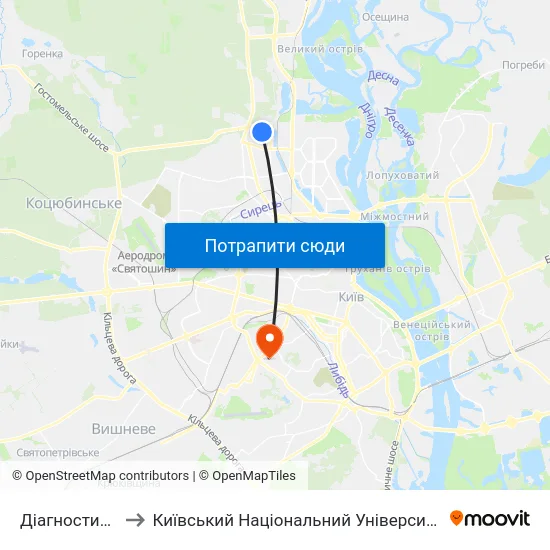 Діагностичний Центр to Київський Національний Університет Будівництва І Архітектури map
