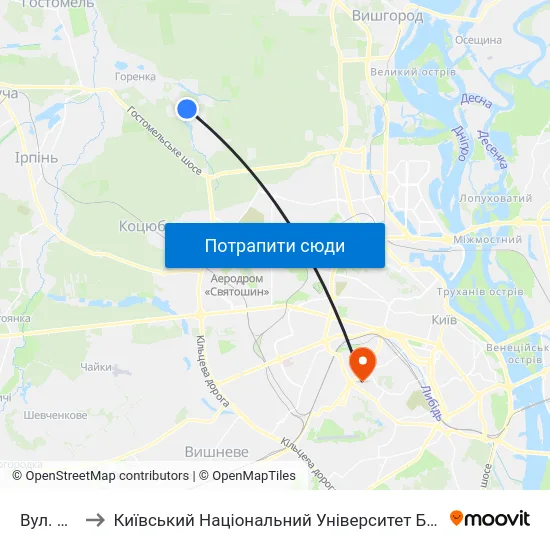 Вул. Лісова to Київський Національний Університет Будівництва І Архітектури map