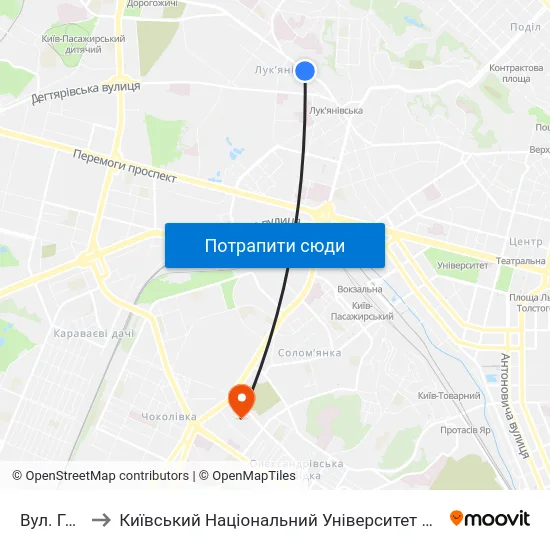 Вул. Герцена to Київський Національний Університет Будівництва І Архітектури map