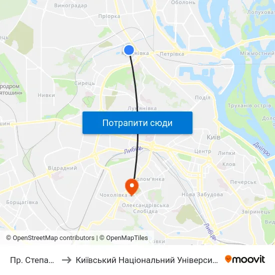 Пр. Степана Бандери to Київський Національний Університет Будівництва І Архітектури map