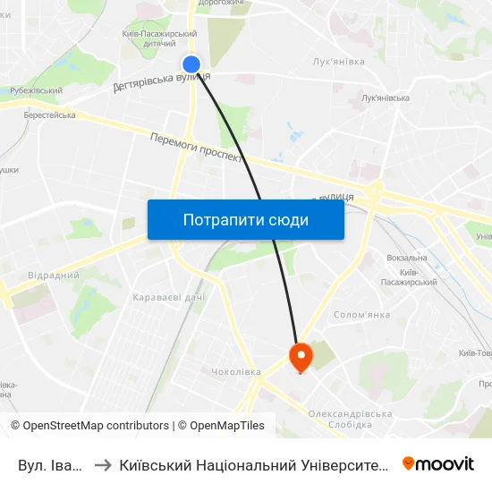 Вул. Івана Гонти to Київський Національний Університет Будівництва І Архітектури map
