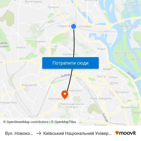 Вул. Новокостянтинівська to Київський Національний Університет Будівництва І Архітектури map