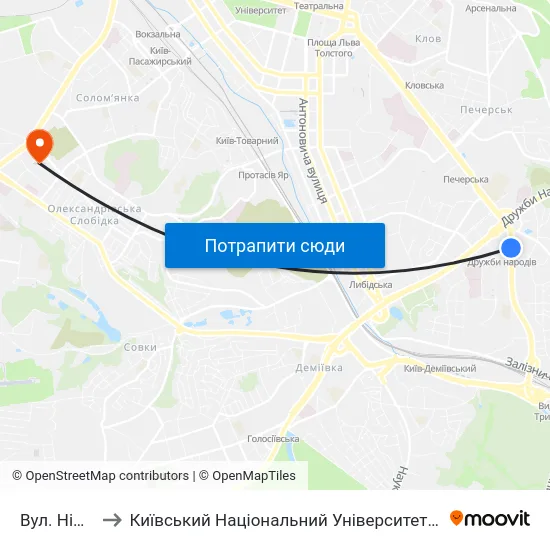 Вул. Німанська to Київський Національний Університет Будівництва І Архітектури map