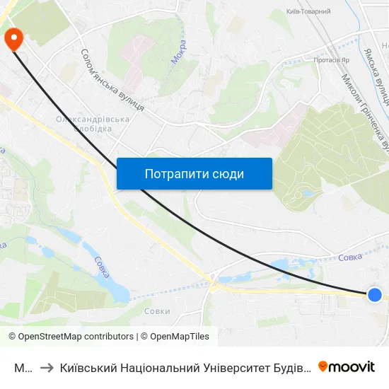 Мауп to Київський Національний Університет Будівництва І Архітектури map