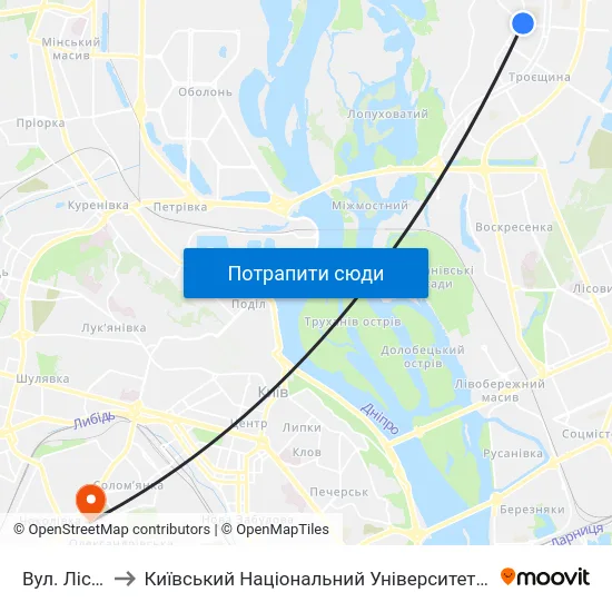 Вул. Лісківська to Київський Національний Університет Будівництва І Архітектури map
