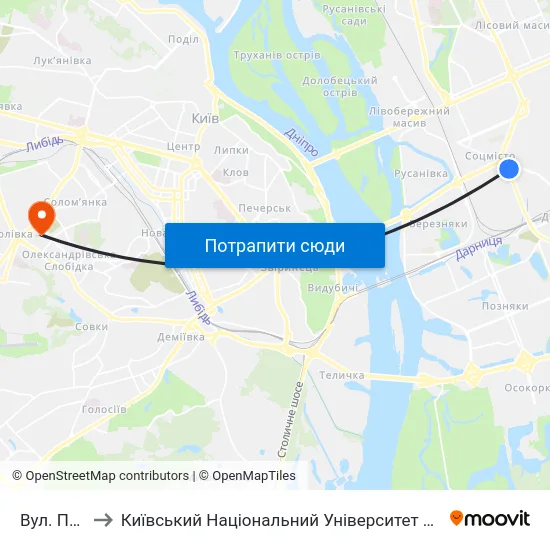 Вул. Празька to Київський Національний Університет Будівництва І Архітектури map