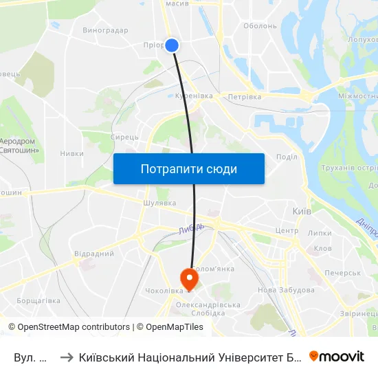 Вул. Лугова to Київський Національний Університет Будівництва І Архітектури map