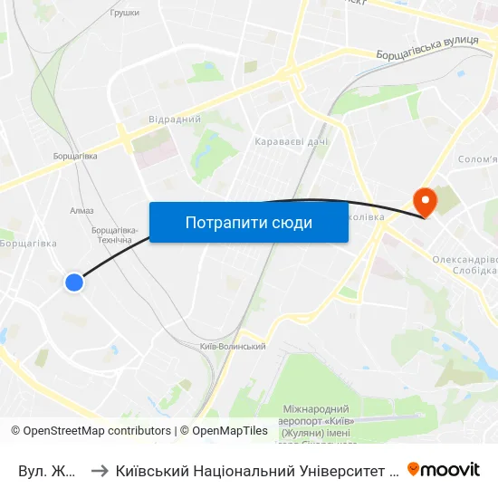 Вул. Жолудєва to Київський Національний Університет Будівництва І Архітектури map