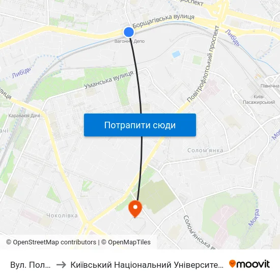 Вул. Політехнічна to Київський Національний Університет Будівництва І Архітектури map