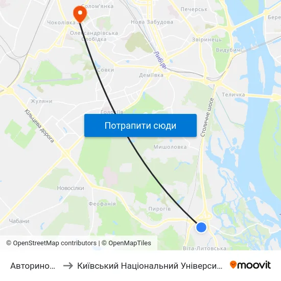 Авторинок Чапаєвка to Київський Національний Університет Будівництва І Архітектури map