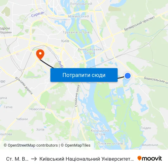 Ст. М. Вирлиця to Київський Національний Університет Будівництва І Архітектури map