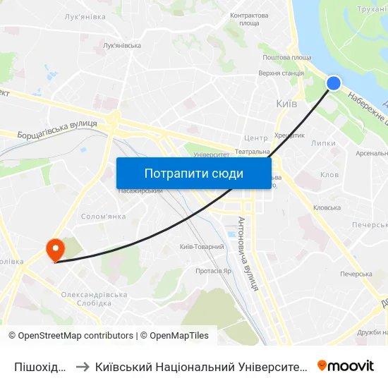 Пішохідний Міст to Київський Національний Університет Будівництва І Архітектури map