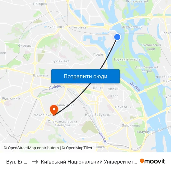 Вул. Електриків to Київський Національний Університет Будівництва І Архітектури map