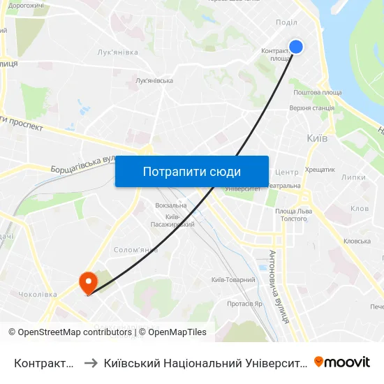 Контрактова Площа to Київський Національний Університет Будівництва І Архітектури map