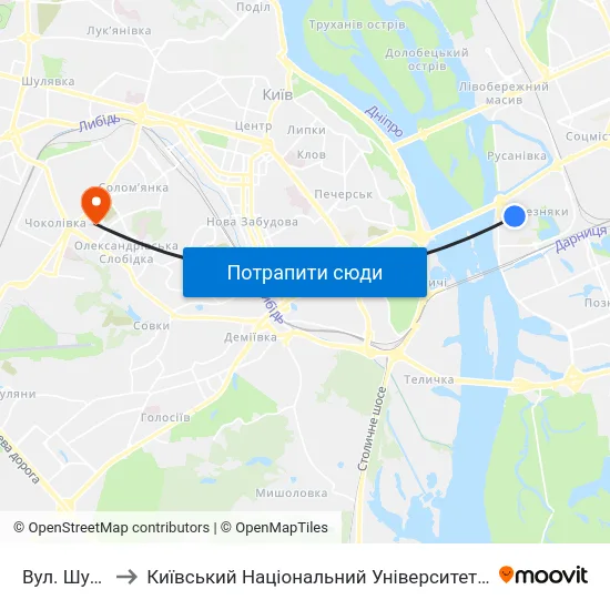 Вул. Шумського to Київський Національний Університет Будівництва І Архітектури map