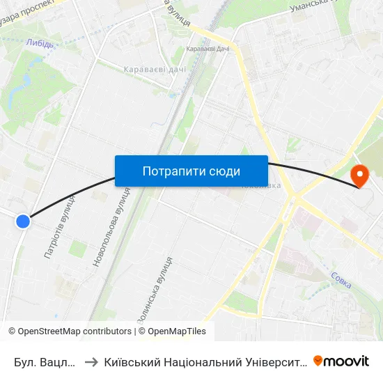 Бул. Вацлава Гавела to Київський Національний Університет Будівництва І Архітектури map