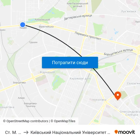 Ст. М. Нивки to Київський Національний Університет Будівництва І Архітектури map