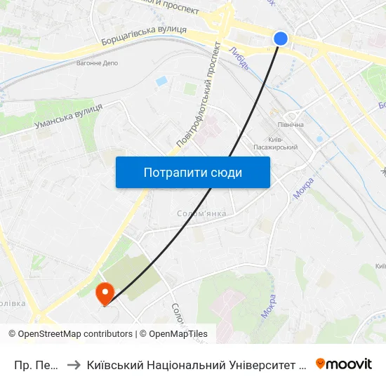Пр. Перемоги to Київський Національний Університет Будівництва І Архітектури map