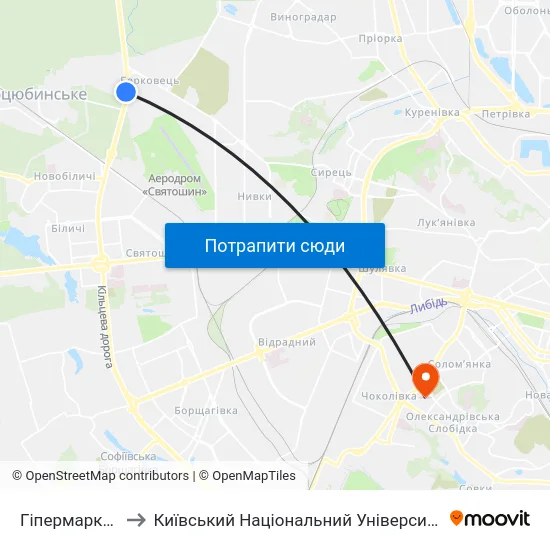 Гіпермаркет Епіцентр to Київський Національний Університет Будівництва І Архітектури map