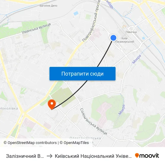 Залізничний Вокзал Південний to Київський Національний Університет Будівництва І Архітектури map