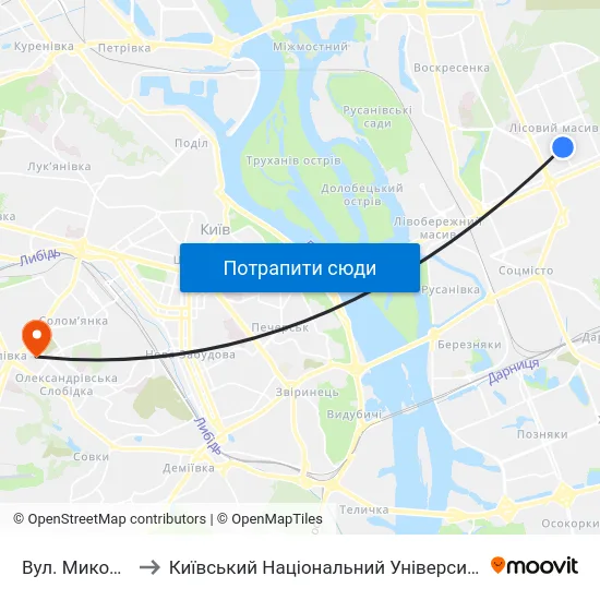 Вул. Миколи Матеюка to Київський Національний Університет Будівництва І Архітектури map