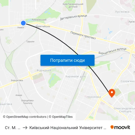 Ст. М. Нивки to Київський Національний Університет Будівництва І Архітектури map