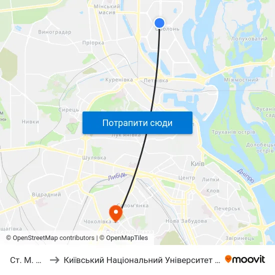 Ст. М. Мінська to Київський Національний Університет Будівництва І Архітектури map