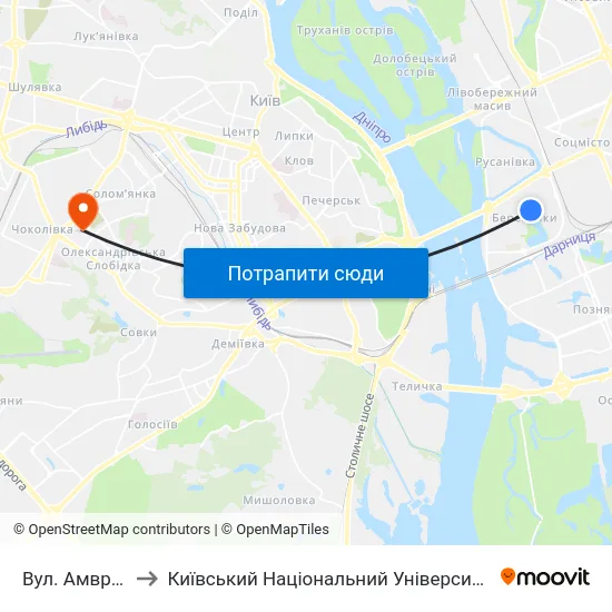 Вул. Амвросія Бучми to Київський Національний Університет Будівництва І Архітектури map