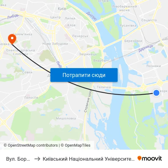 Вул. Бориса Гмирі to Київський Національний Університет Будівництва І Архітектури map