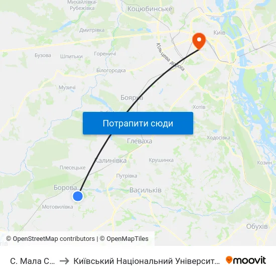 С. Мала Солтанівка to Київський Національний Університет Будівництва І Архітектури map