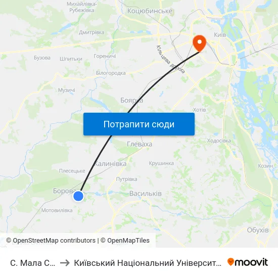 С. Мала Солтанівка to Київський Національний Університет Будівництва І Архітектури map