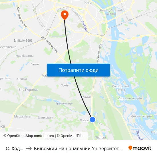 С. Ходосівка to Київський Національний Університет Будівництва І Архітектури map