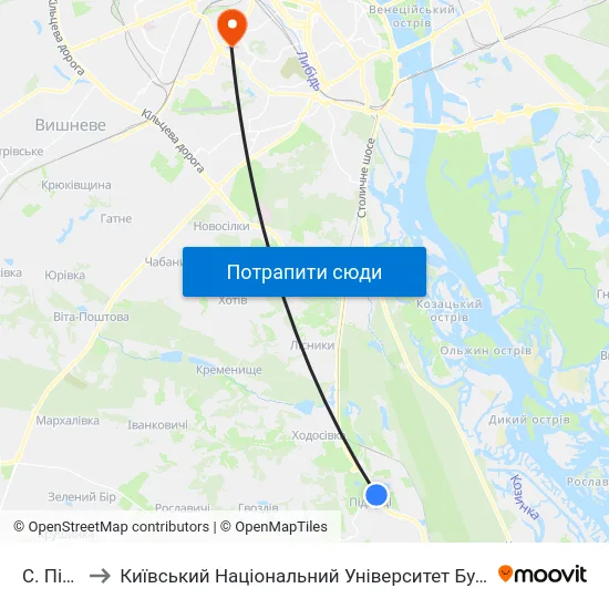 С. Підгірці to Київський Національний Університет Будівництва І Архітектури map