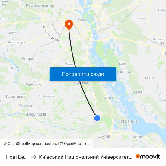 Нові Безрадичі to Київський Національний Університет Будівництва І Архітектури map