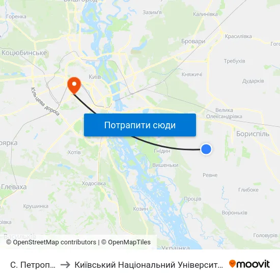 С. Петропавлівське to Київський Національний Університет Будівництва І Архітектури map