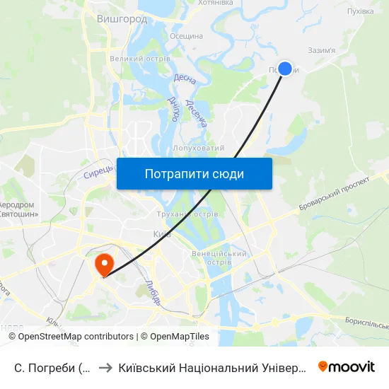 С. Погреби (Вул. Соборна) to Київський Національний Університет Будівництва І Архітектури map