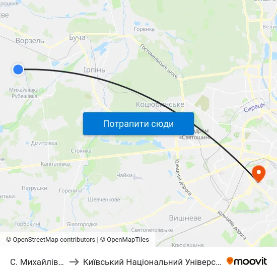 С. Михайлівка-Рубежівка to Київський Національний Університет Будівництва І Архітектури map
