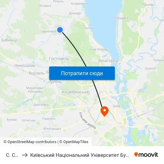 С. Синяк to Київський Національний Університет Будівництва І Архітектури map