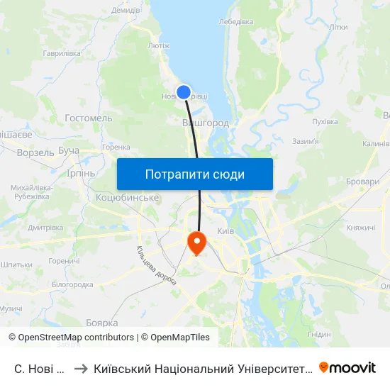 С. Нові Петрівці to Київський Національний Університет Будівництва І Архітектури map