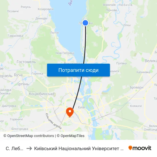 С. Лебедівка to Київський Національний Університет Будівництва І Архітектури map