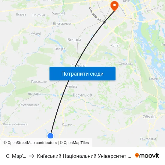 С. Мар'Янівка to Київський Національний Університет Будівництва І Архітектури map