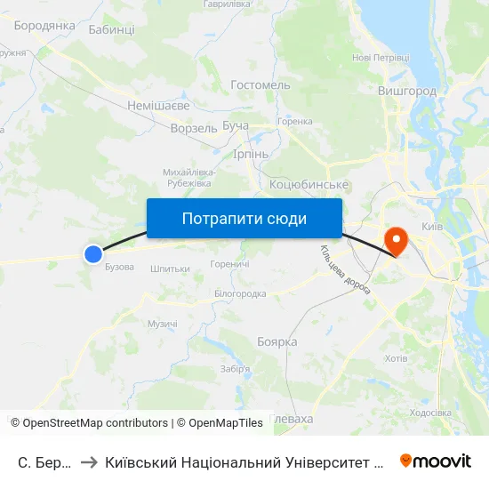 С. Березівка to Київський Національний Університет Будівництва І Архітектури map