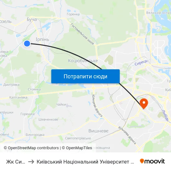 Жк Синергія to Київський Національний Університет Будівництва І Архітектури map